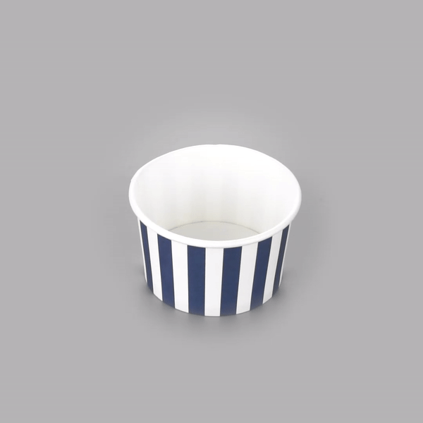 Coppetta 3 oz Round Blue and White Stripe Paper To Go Cup - 3" x 3" x 1 3/4" - 200 count box
