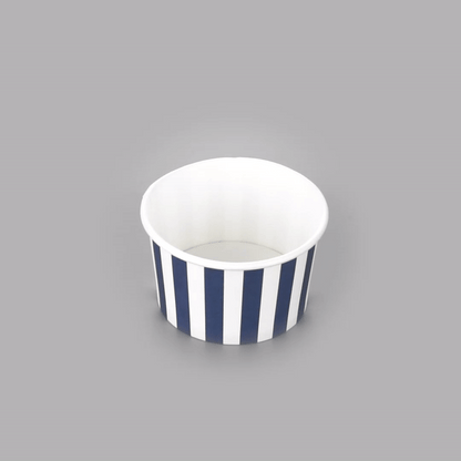 Coppetta 3 oz Round Blue and White Stripe Paper To Go Cup - 3" x 3" x 1 3/4" - 200 count box