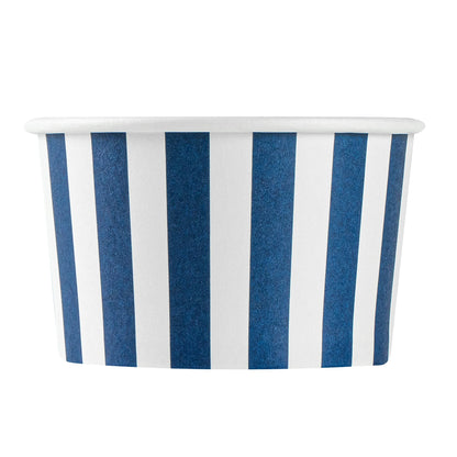 Coppetta 3 oz Round Blue and White Stripe Paper To Go Cup - 3" x 3" x 1 3/4" - 200 count box