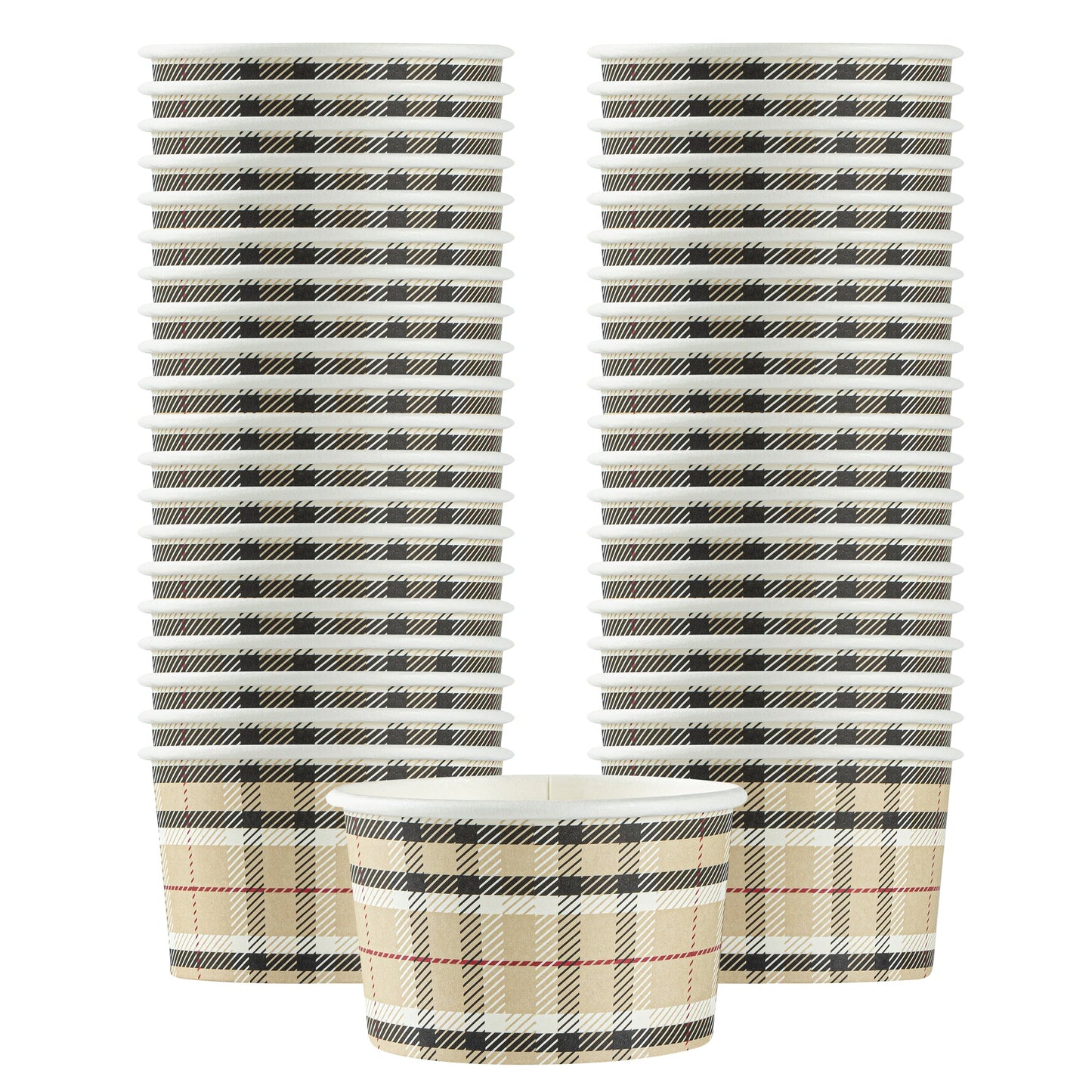Coppetta 3 oz Round Plaid Paper To Go Cup - 3" x 3" x 1 3/4" - 50 count box