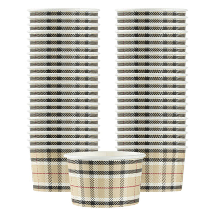 Coppetta 3 oz Round Plaid Paper To Go Cup - 3" x 3" x 1 3/4" - 50 count box