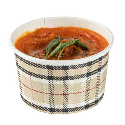 Coppetta 3 oz Round Plaid Paper To Go Cup - 3" x 3" x 1 3/4" - 50 count box
