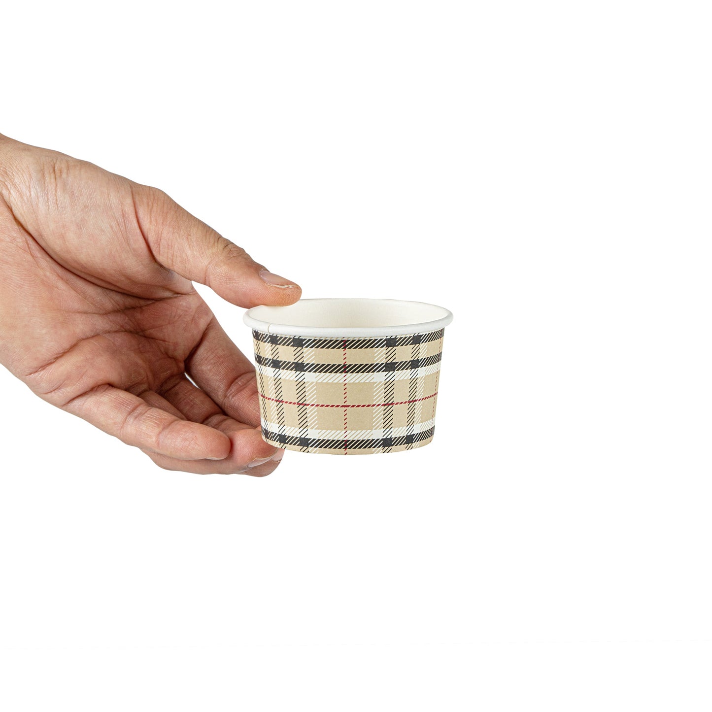 Coppetta 3 oz Round Plaid Paper To Go Cup - 3" x 3" x 1 3/4" - 50 count box