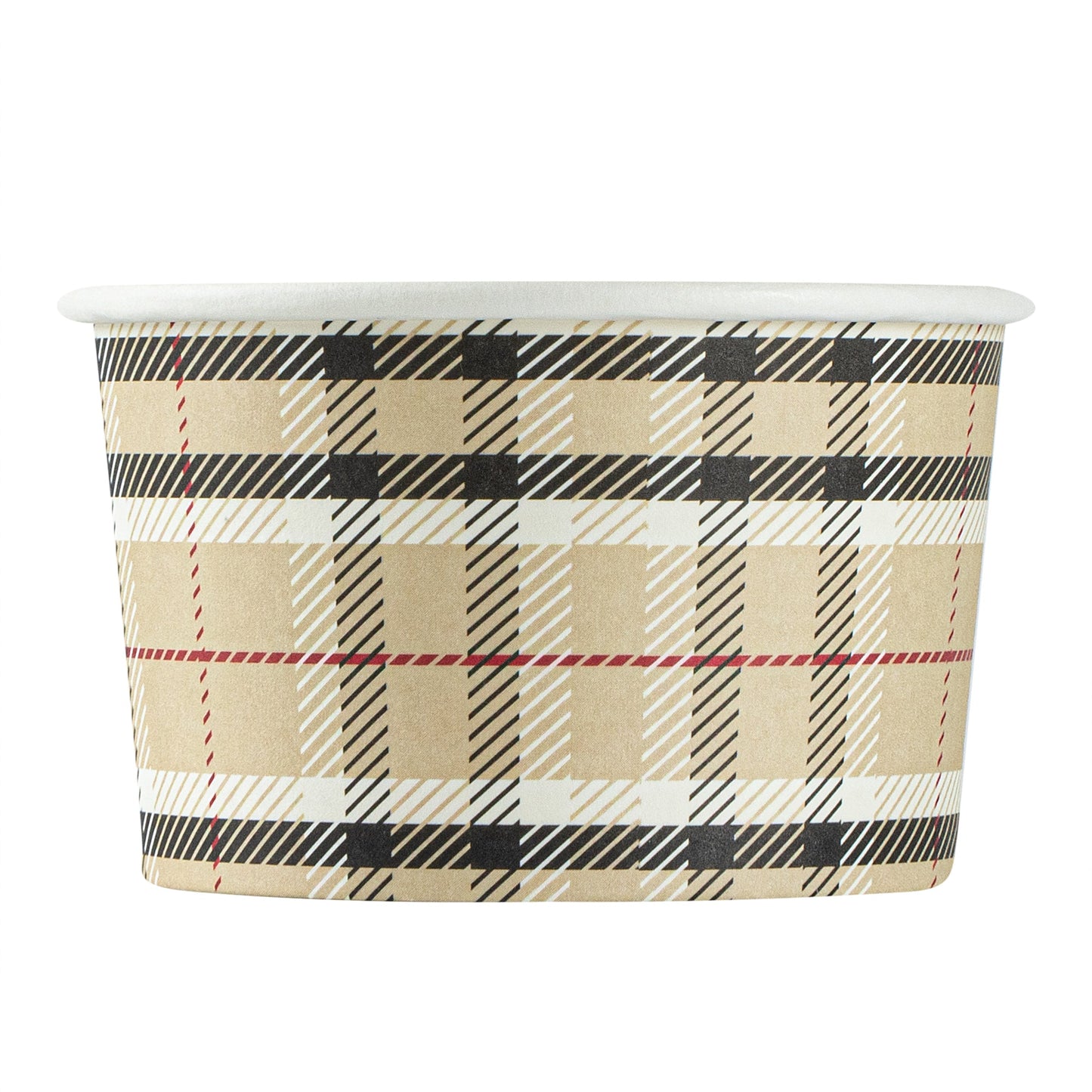 Coppetta 3 oz Round Plaid Paper To Go Cup - 3" x 3" x 1 3/4" - 50 count box
