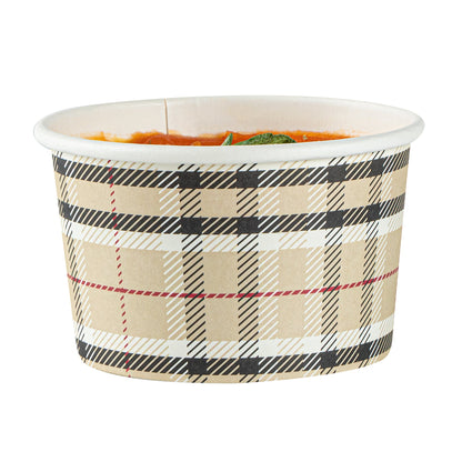 Coppetta 3 oz Round Plaid Paper To Go Cup - 3" x 3" x 1 3/4" - 200 count box