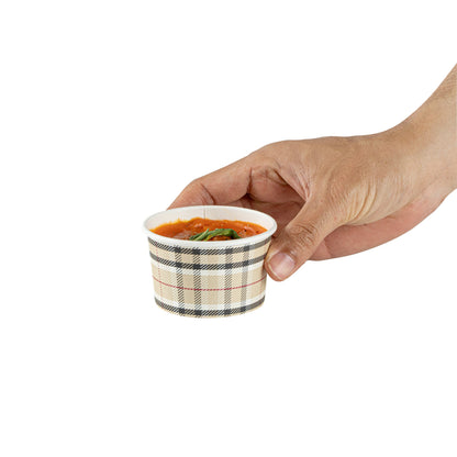 Coppetta 3 oz Round Plaid Paper To Go Cup - 3" x 3" x 1 3/4" - 200 count box
