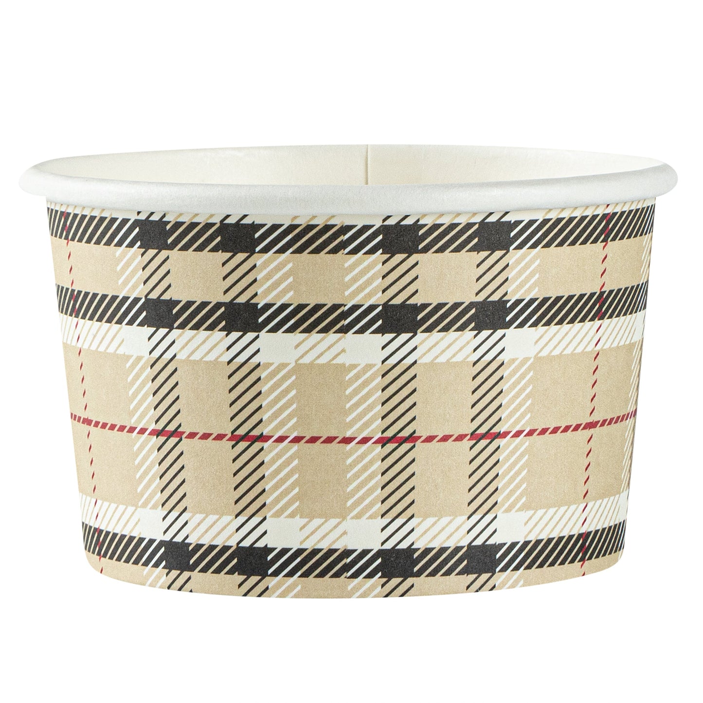 Coppetta 3 oz Round Plaid Paper To Go Cup - 3" x 3" x 1 3/4" - 200 count box