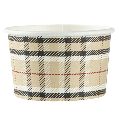 Coppetta 3 oz Round Plaid Paper To Go Cup - 3" x 3" x 1 3/4" - 200 count box