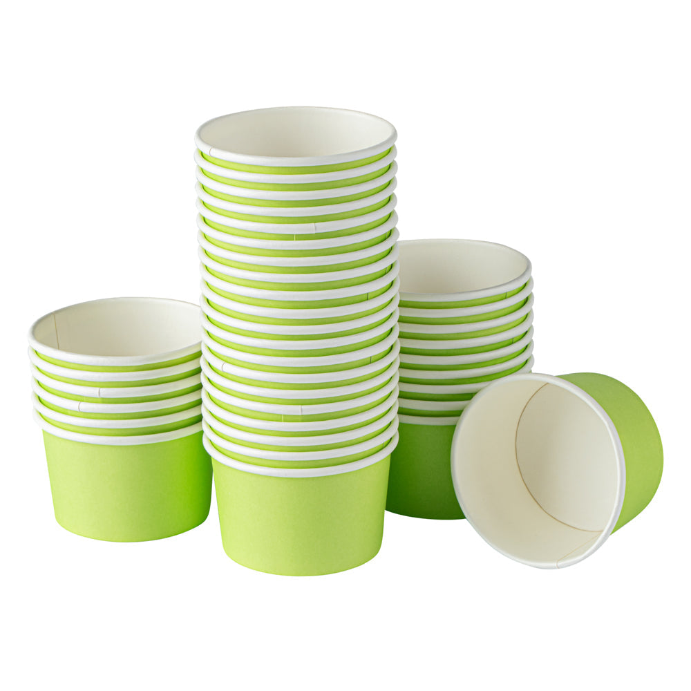 Coppetta 3 oz Round Eco Green Paper To Go Cup - 3" x 3" x 1 3/4" - 50 count box