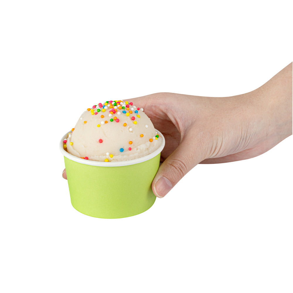 Coppetta 3 oz Round Eco Green Paper To Go Cup - 3" x 3" x 1 3/4" - 200 count box