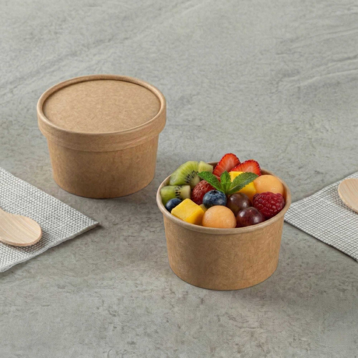Coppetta 3 oz Round Kraft Paper To Go Cup - 3" x 3" x 1 3/4" - 50 count box