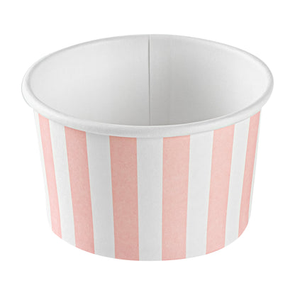 Coppetta 3 oz Round Pink and White Stripe Paper To Go Cup - 3" x 3" x 1 3/4" - 50 count box