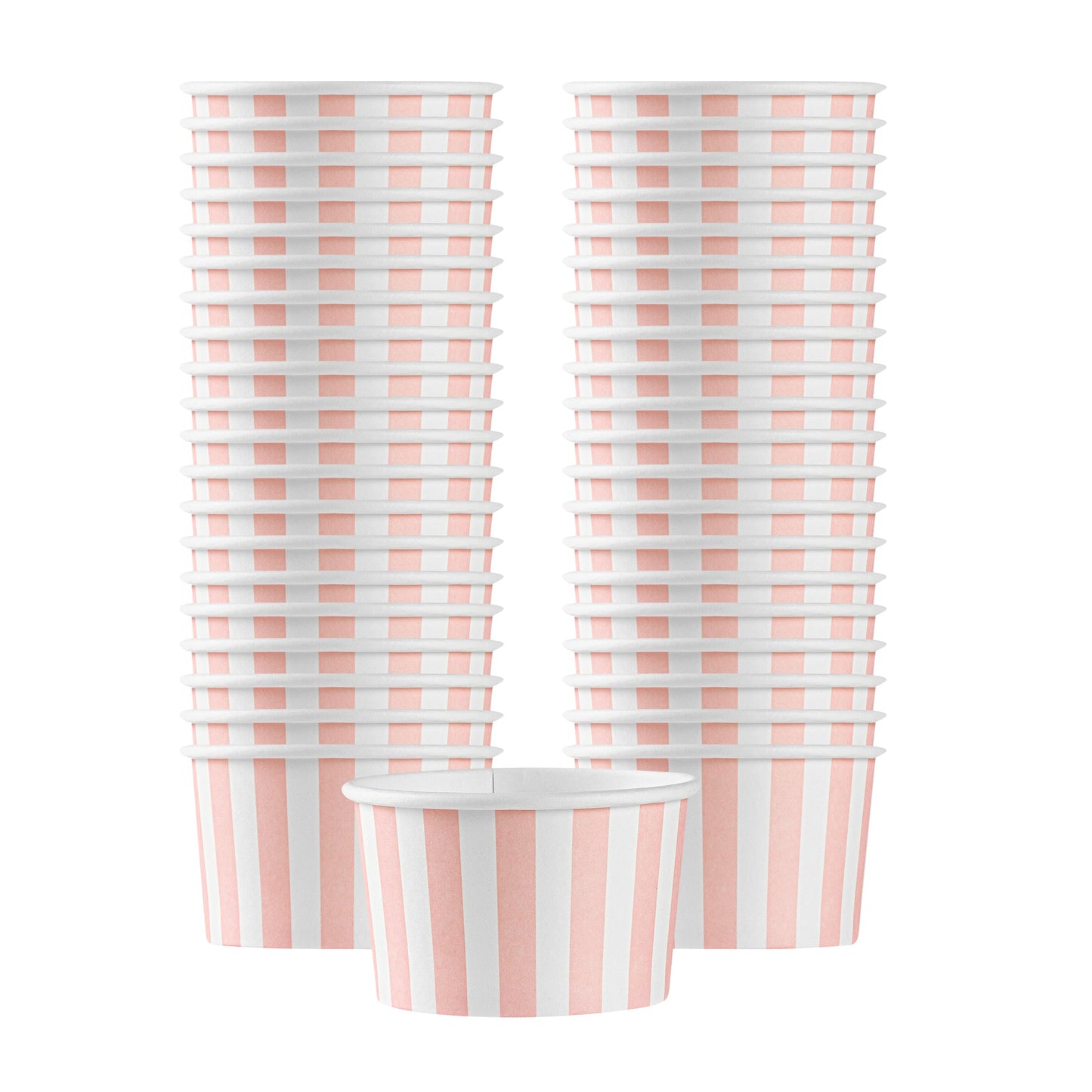 Coppetta 3 oz Round Pink and White Stripe Paper To Go Cup - 3" x 3" x 1 3/4" - 50 count box