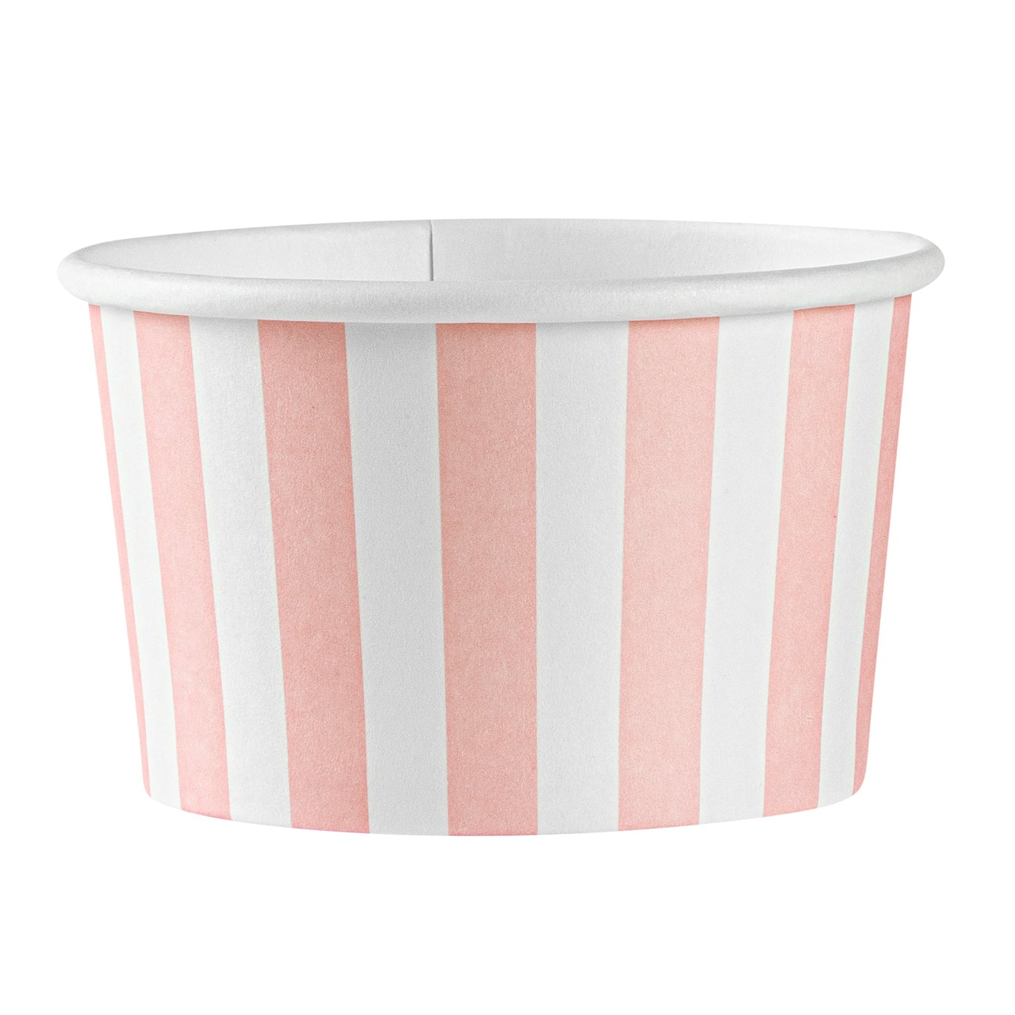 Coppetta 3 oz Round Pink and White Stripe Paper To Go Cup - 3" x 3" x 1 3/4" - 200 count box