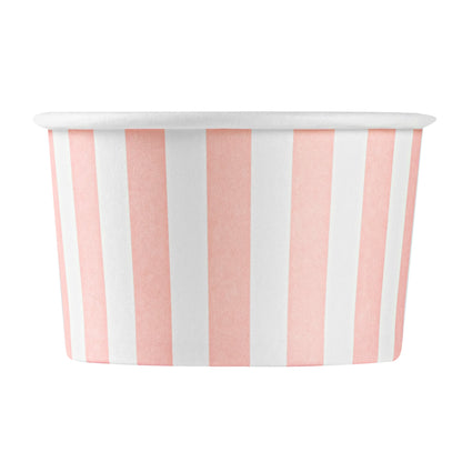 Coppetta 3 oz Round Pink and White Stripe Paper To Go Cup - 3" x 3" x 1 3/4" - 200 count box