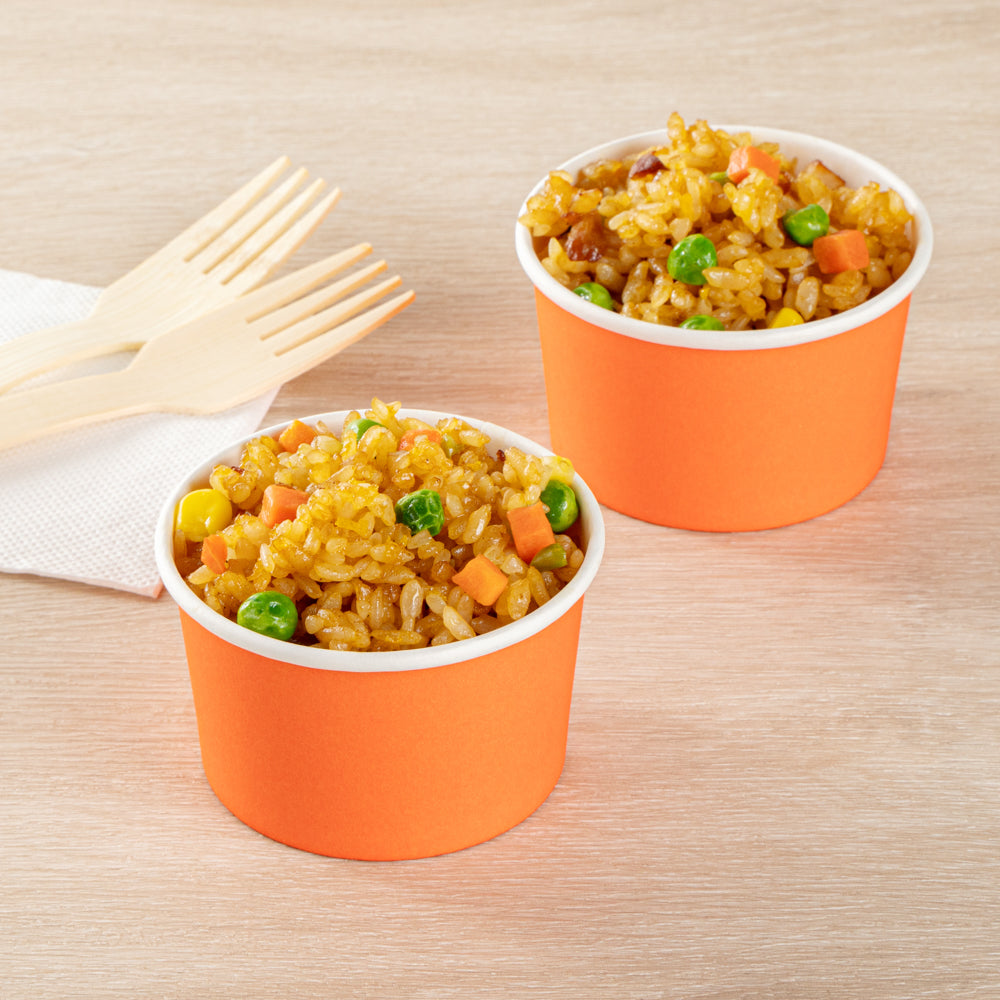 Coppetta 3 oz Round Tangerine Orange Paper To Go Cup - 3" x 3" x 1 3/4" - 50 count box
