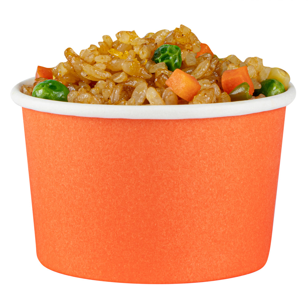 Coppetta 3 oz Round Tangerine Orange Paper To Go Cup - 3" x 3" x 1 3/4" - 50 count box