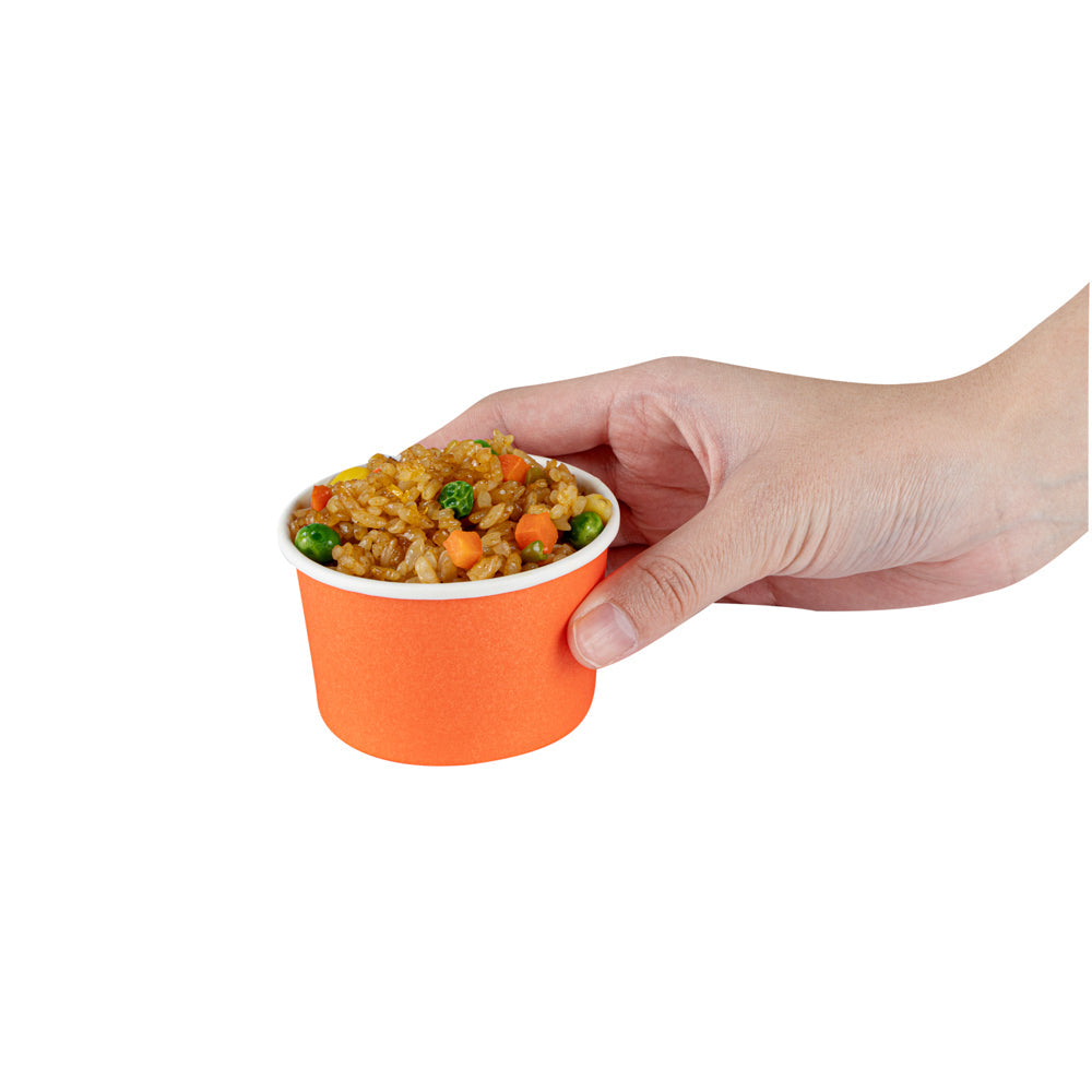 Coppetta 3 oz Round Tangerine Orange Paper To Go Cup - 3" x 3" x 1 3/4" - 200 count box