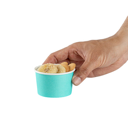 Coppetta 3 oz Round Turquoise Paper To Go Cup - 3" x 3" x 1 3/4" - 200 count box