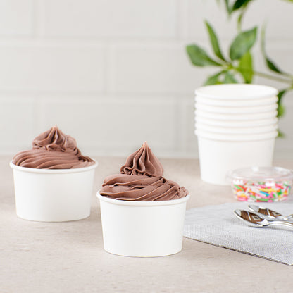 Coppetta 3 oz Round White Paper To Go Cup - 3" x 3" x 1 3/4" - 50 count box