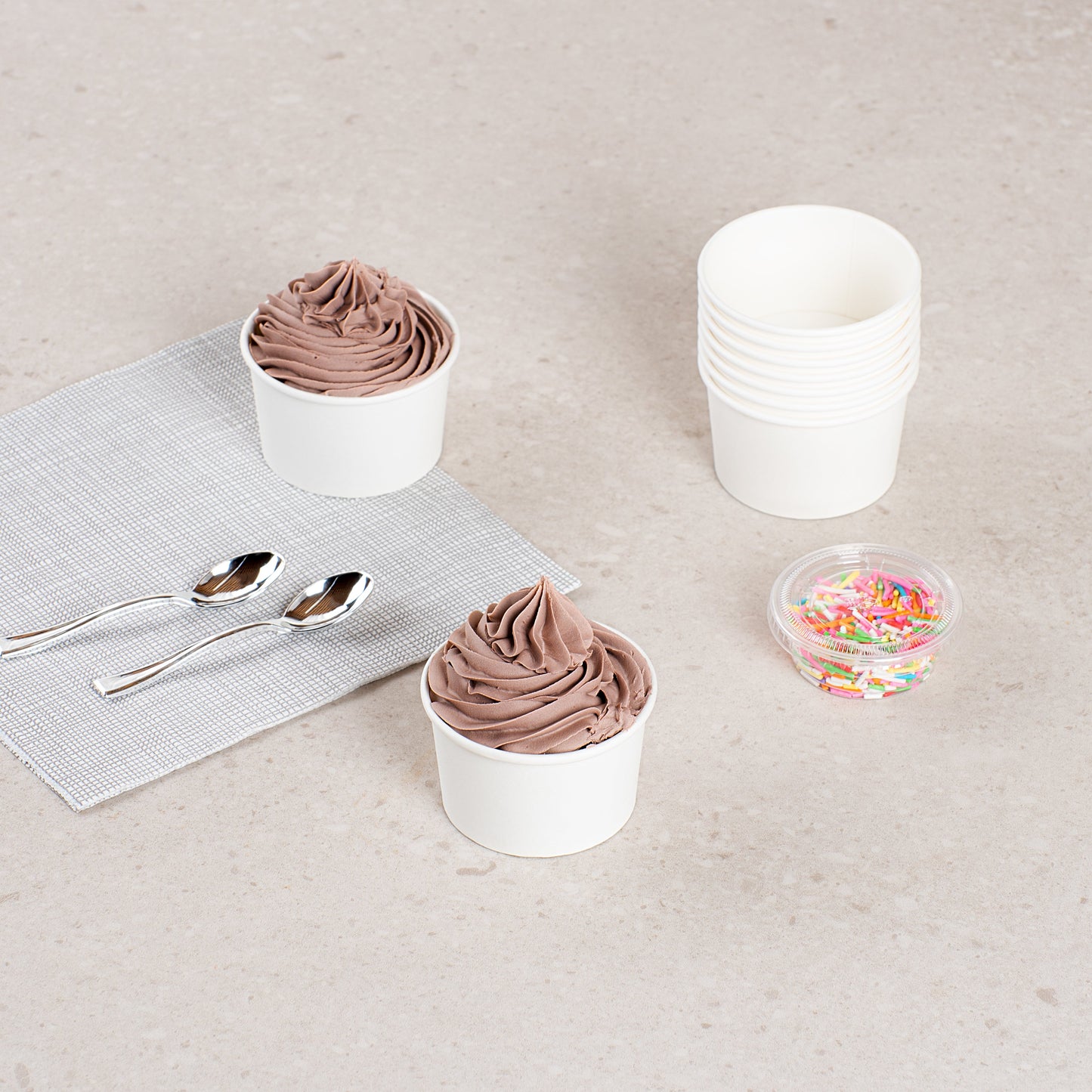 Coppetta 3 oz Round White Paper To Go Cup - 3" x 3" x 1 3/4" - 50 count box