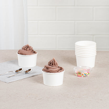 Coppetta 3 oz Round White Paper To Go Cup - 3" x 3" x 1 3/4" - 50 count box