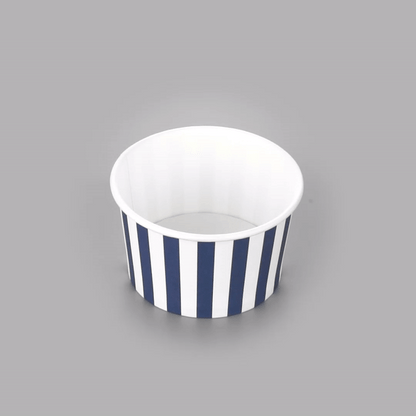 Coppetta 5 oz Round Blue and White Stripe Paper To Go Cup - 3 1/4" x 3 1/4" x 2" - 50 count box