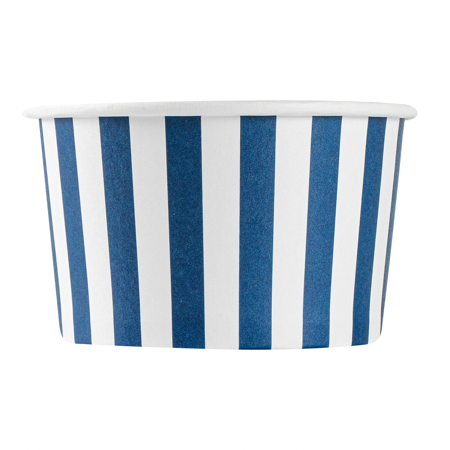 Coppetta 5 oz Round Blue and White Stripe Paper To Go Cup - 3 1/4" x 3 1/4" x 2" - 50 count box