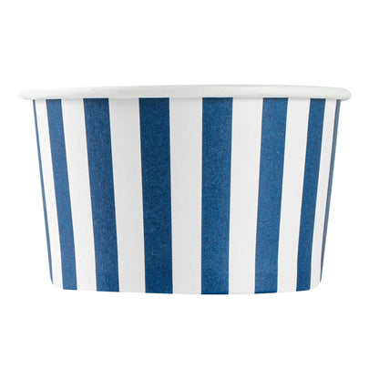 Coppetta 5 oz Round Blue and White Stripe Paper To Go Cup - 3 1/4" x 3 1/4" x 2" - 200 count box
