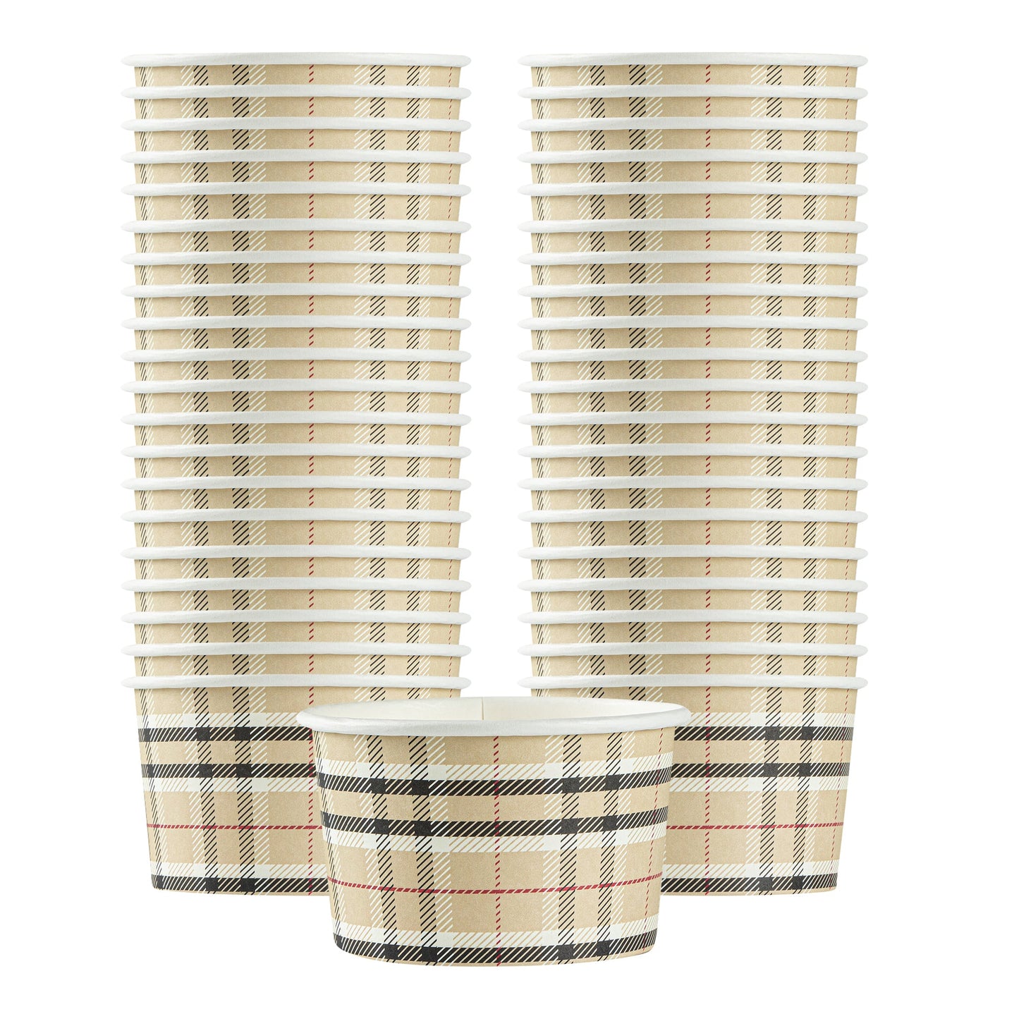 Coppetta 5 oz Round Plaid Paper To Go Cup - 3 1/4" x 3 1/4" x 2" - 200 count box