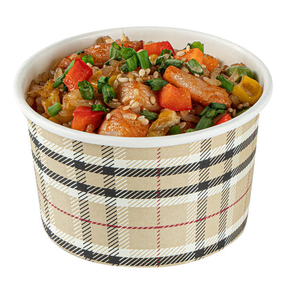 Coppetta 5 oz Round Plaid Paper To Go Cup - 3 1/4" x 3 1/4" x 2" - 50 count box