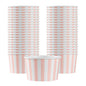 Coppetta 5 oz Round Pink and White Stripe Paper To Go Cup - 3 1/4" x 3 1/4" x 2" - 50 count box