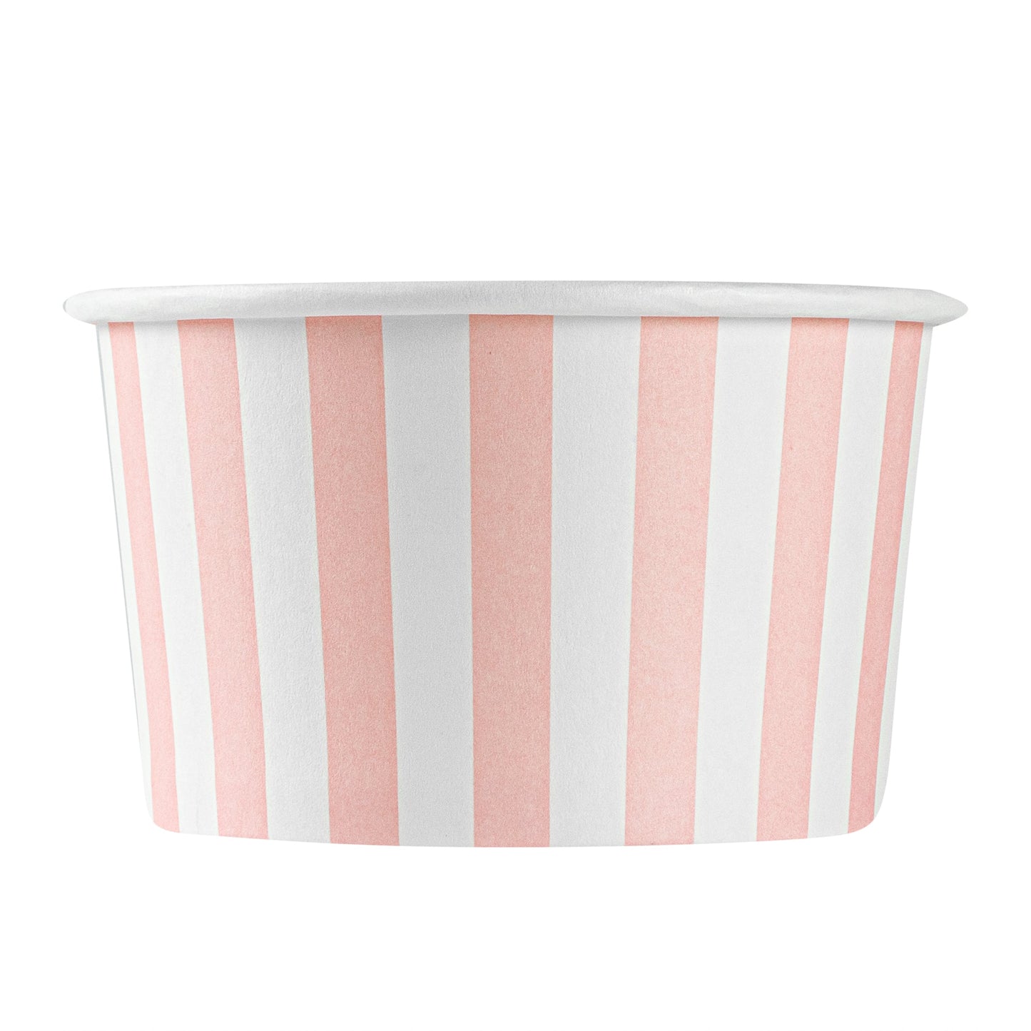 Coppetta 5 oz Round Pink and White Stripe Paper To Go Cup - 3 1/4" x 3 1/4" x 2" - 50 count box