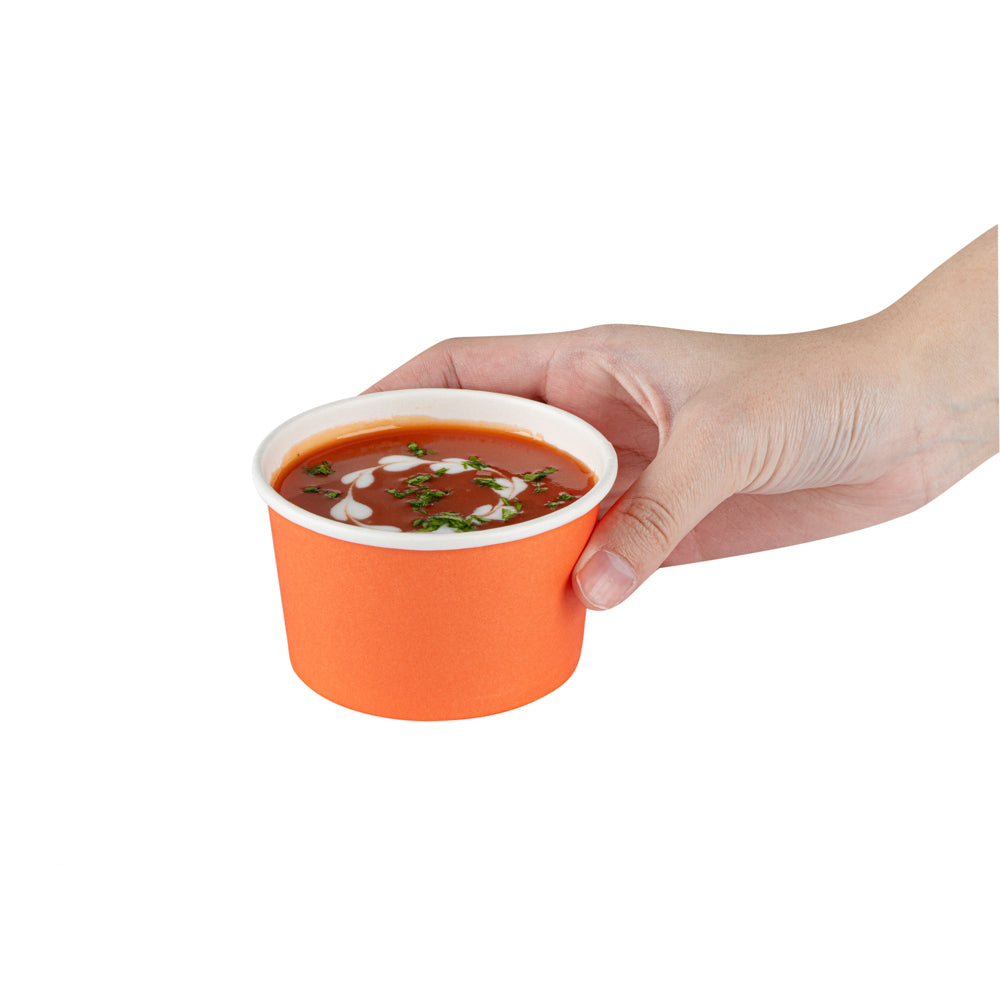 Coppetta 5 oz Round Tangerine Orange Paper To Go Cup - 3 1/4" x 3 1/4" x 2" - 200 count box