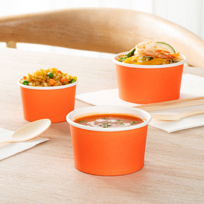 Coppetta 5 oz Round Tangerine Orange Paper To Go Cup - 3 1/4" x 3 1/4" x 2" - 200 count box