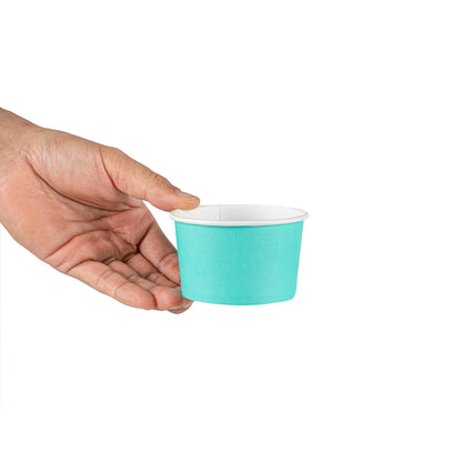 Coppetta 5 oz Round Turquoise Paper To Go Cup - 3 1/4" x 3 1/4" x 2" - 50 count box