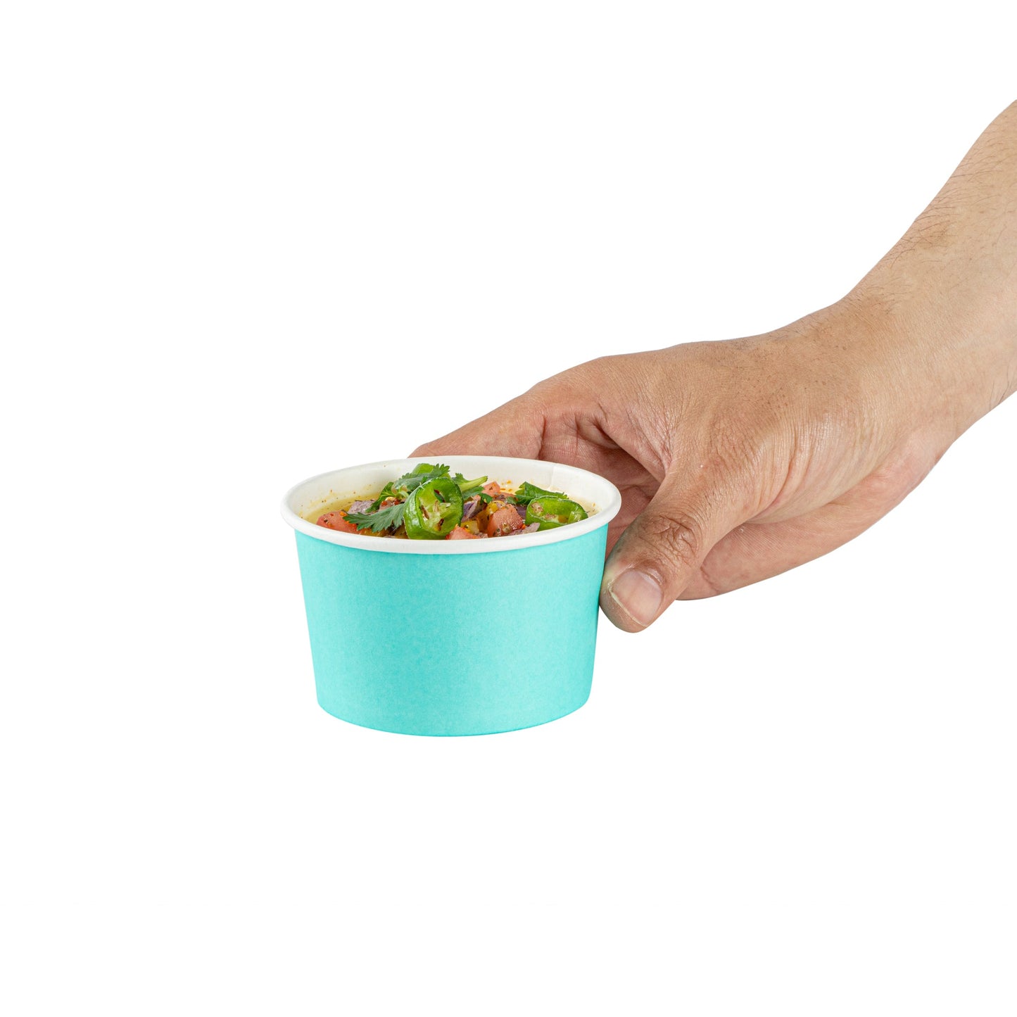 Coppetta 5 oz Round Turquoise Paper To Go Cup - 3 1/4" x 3 1/4" x 2" - 50 count box