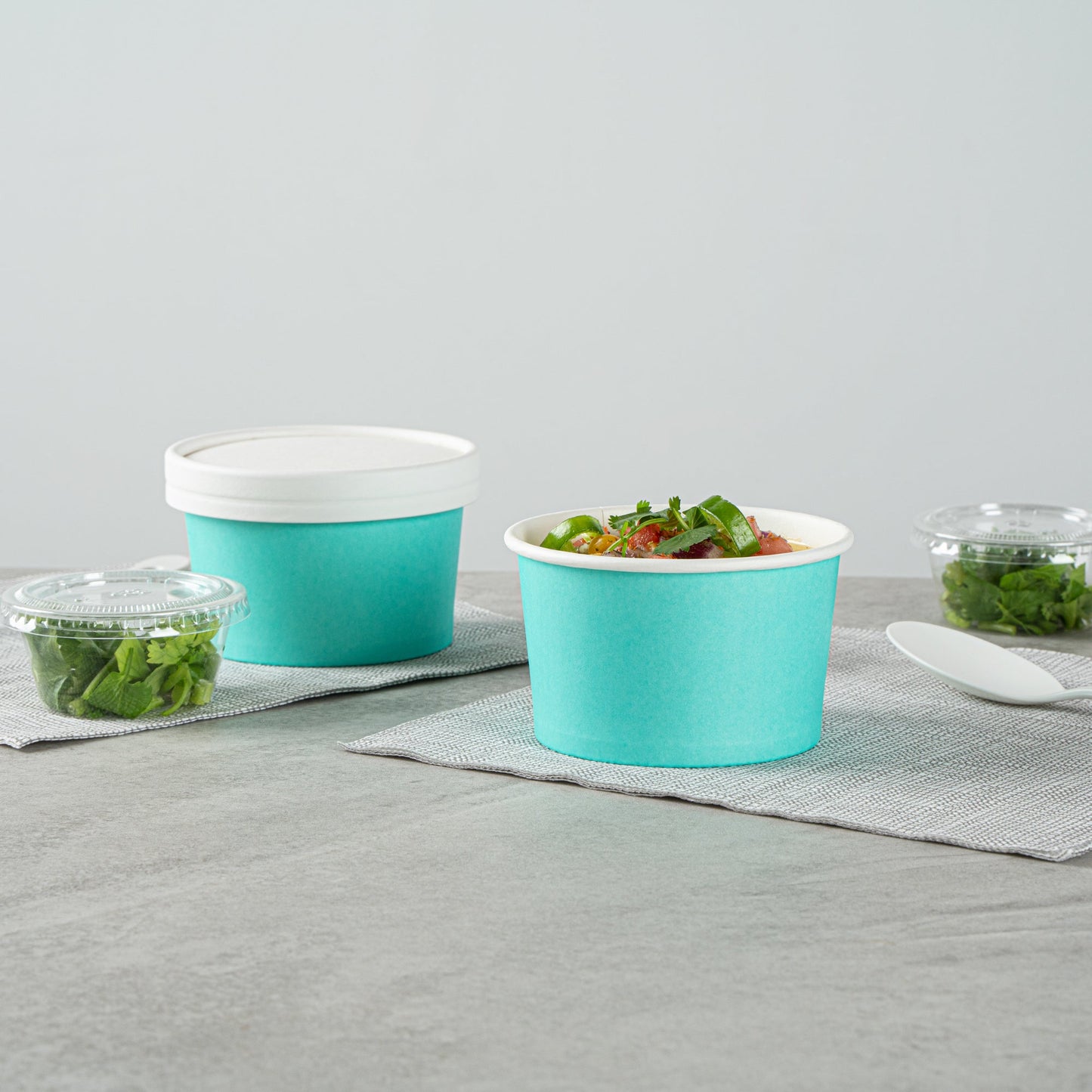 Coppetta 5 oz Round Turquoise Paper To Go Cup - 3 1/4" x 3 1/4" x 2" - 50 count box