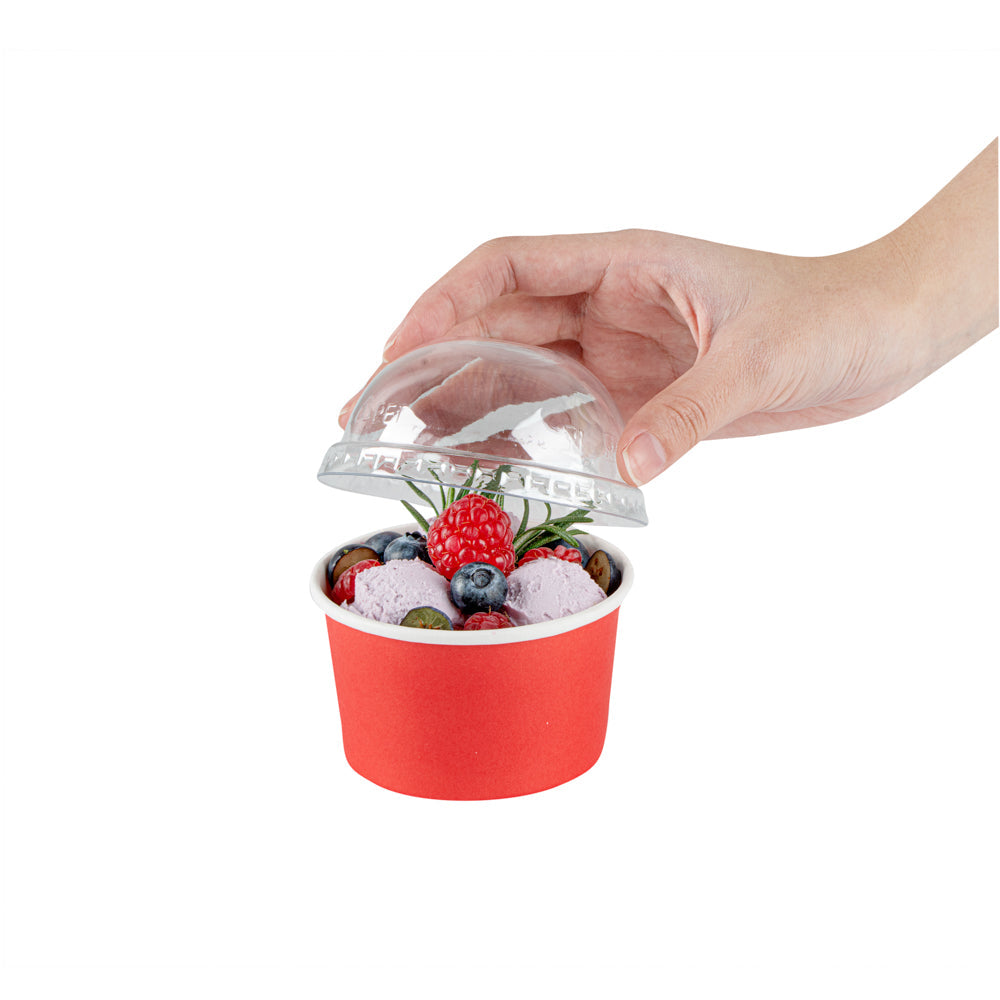 Coppetta Round Clear Plastic To Go Cup Dome Lid - Fits 5 oz - 50 count box