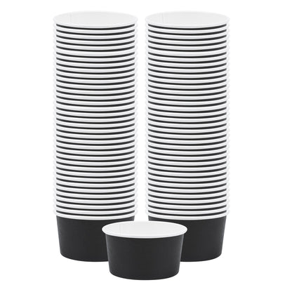 Coppetta 8 oz Round Black Paper To Go Cup - 3 3/4" x 3 3/4" x 2 1/4" - 50 count box