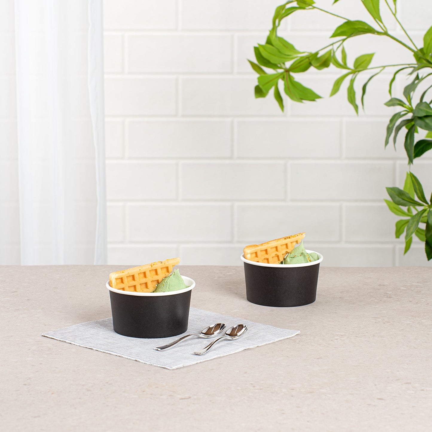 Coppetta 8 oz Round Black Paper To Go Cup - 3 3/4" x 3 3/4" x 2 1/4" - 50 count box