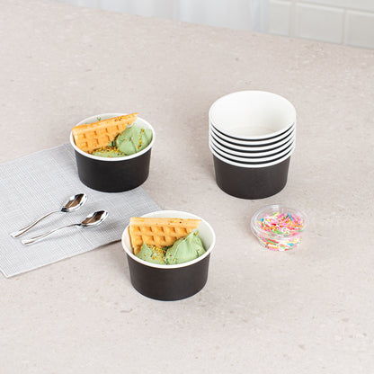 Coppetta 8 oz Round Black Paper To Go Cup - 3 3/4" x 3 3/4" x 2 1/4" - 50 count box