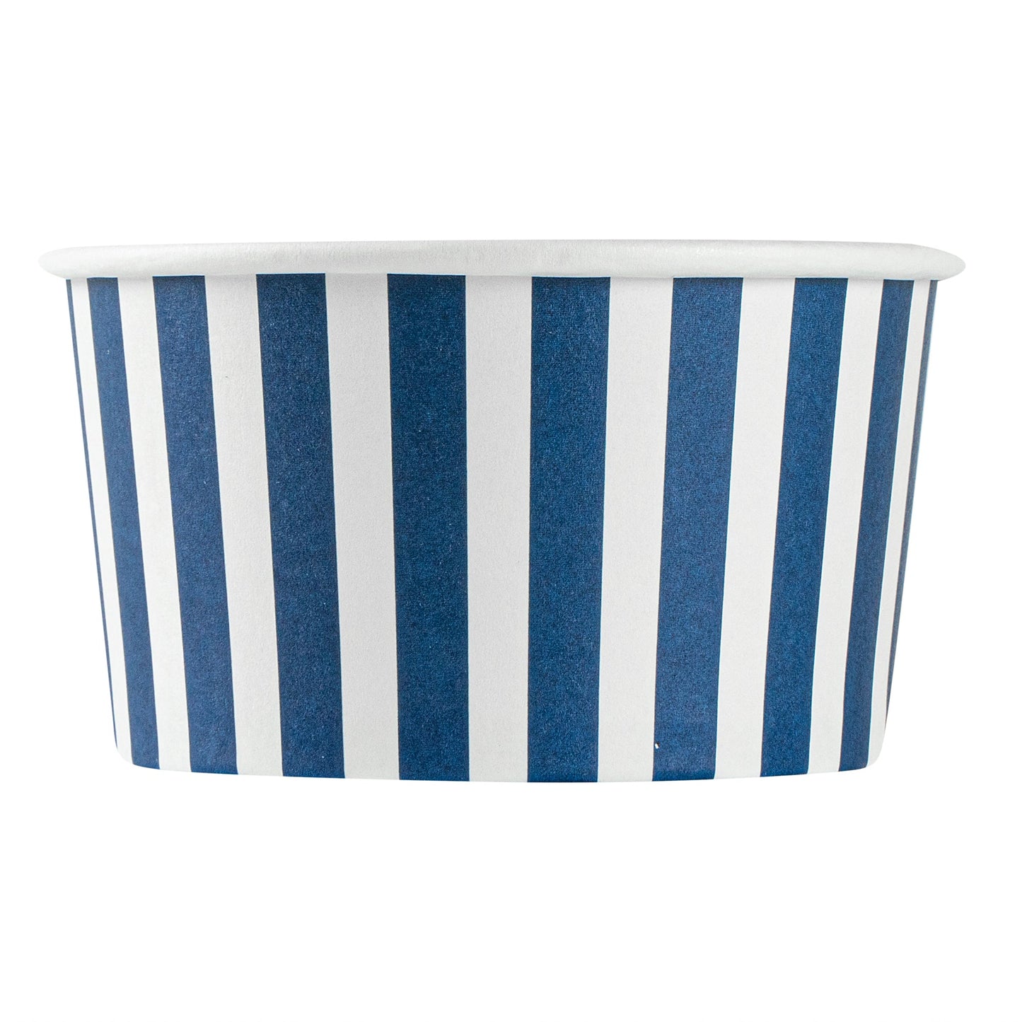 Coppetta 8 oz Round Blue and White Stripe Paper To Go Cup - 3 3/4" x 3 3/4" x 2 1/4" - 50 count box