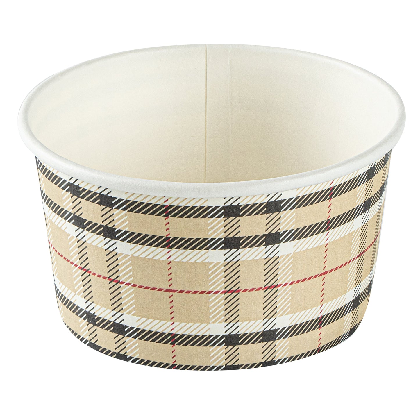 Coppetta 8 oz Round Plaid Paper To Go Cup - 3 3/4" x 3 3/4" x 2 1/4" - 50 count box