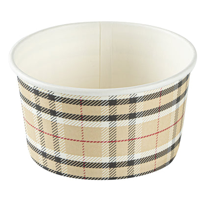 Coppetta 8 oz Round Plaid Paper To Go Cup - 3 3/4" x 3 3/4" x 2 1/4" - 50 count box