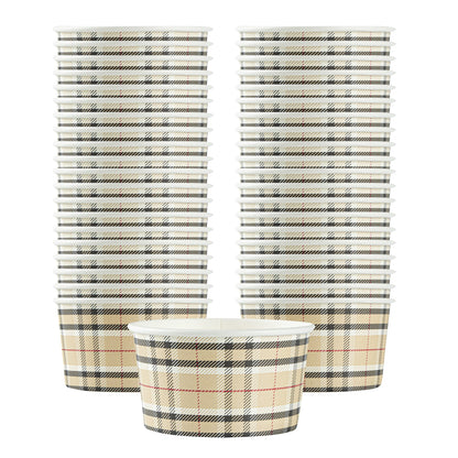 Coppetta 8 oz Round Plaid Paper To Go Cup - 3 3/4" x 3 3/4" x 2 1/4" - 50 count box