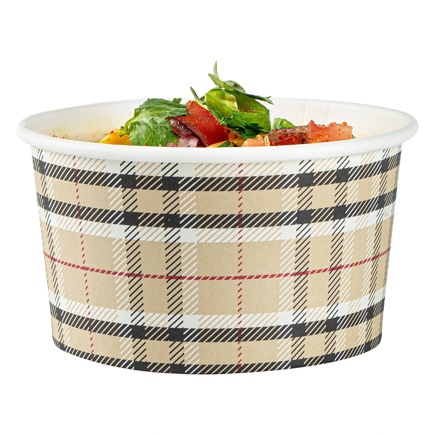 Coppetta 8 oz Round Plaid Paper To Go Cup - 3 3/4" x 3 3/4" x 2 1/4" - 50 count box