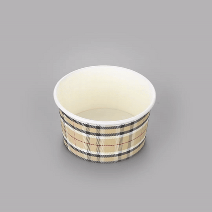 Coppetta 8 oz Round Plaid Paper To Go Cup - 3 3/4" x 3 3/4" x 2 1/4" - 50 count box