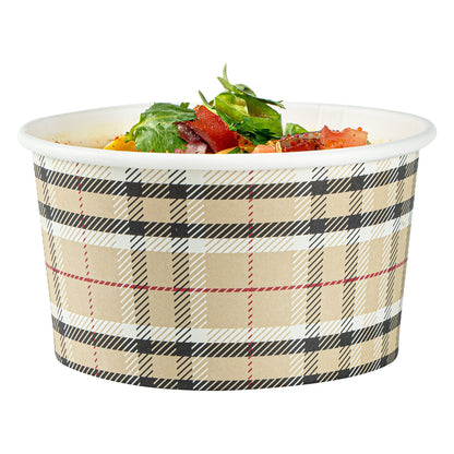 Coppetta 8 oz Round Plaid Paper To Go Cup - 3 3/4" x 3 3/4" x 2 1/4" - 200 count box