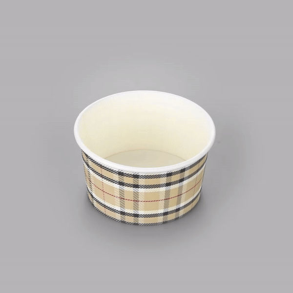 Coppetta 8 oz Round Plaid Paper To Go Cup - 3 3/4" x 3 3/4" x 2 1/4" - 200 count box